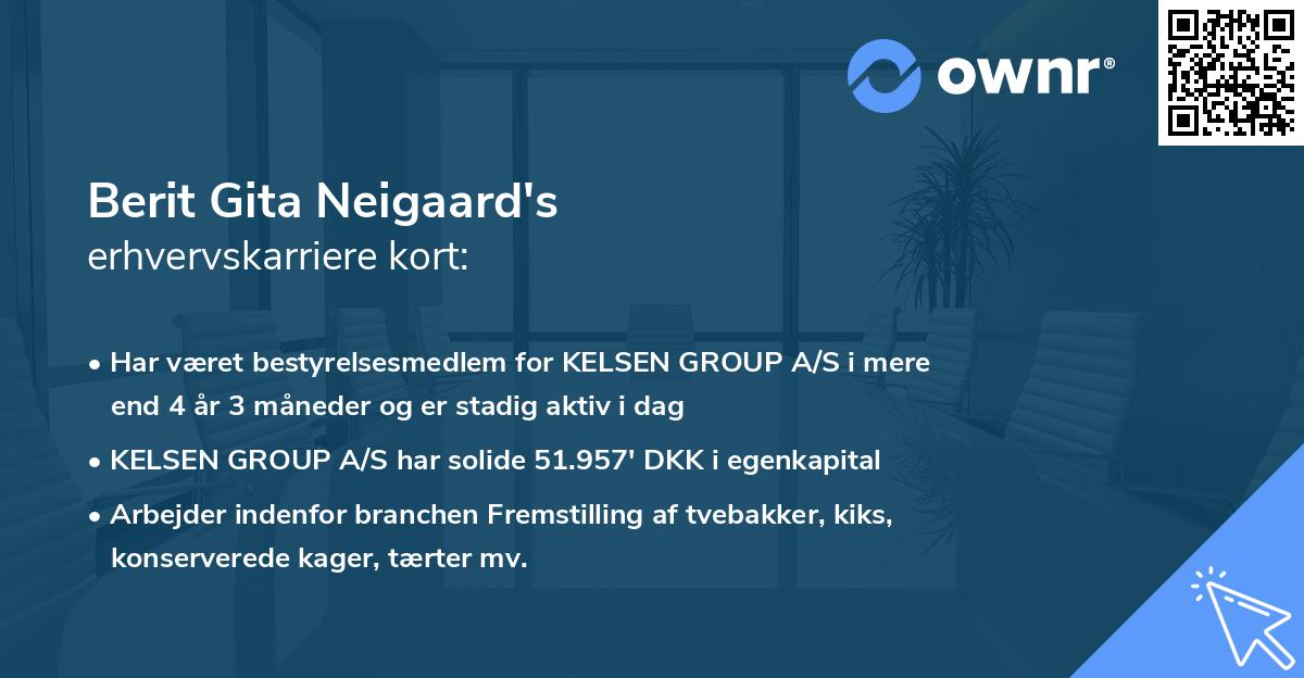 Berit Gita Neigaard's erhvervskarriere kort
