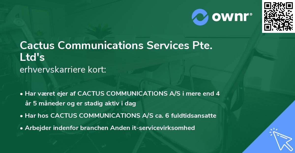 Cactus Communications Services Pte. Ltd's erhvervskarriere kort