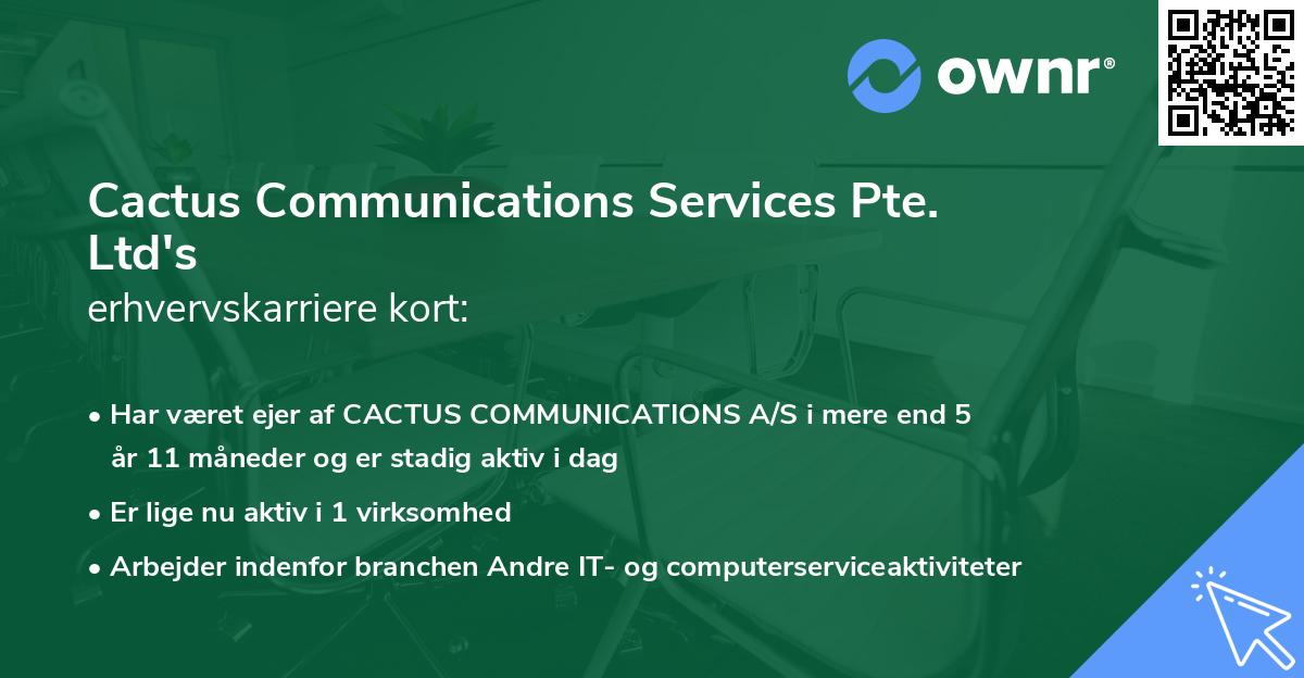 Cactus Communications Services Pte. Ltd's erhvervskarriere kort