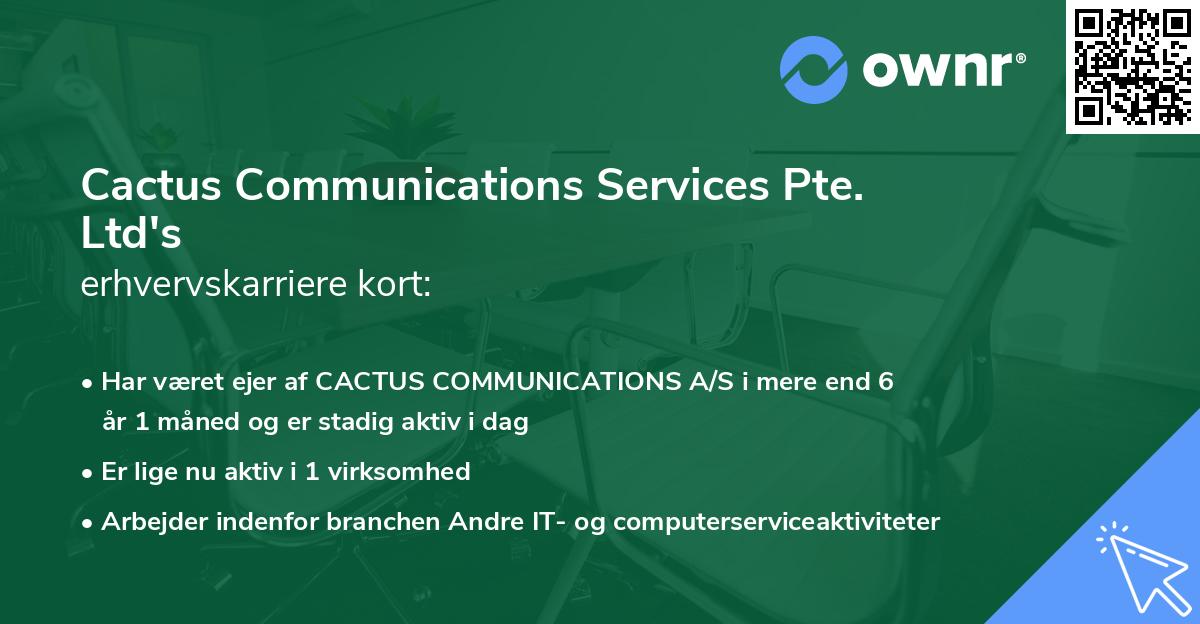 Cactus Communications Services Pte. Ltd's erhvervskarriere kort