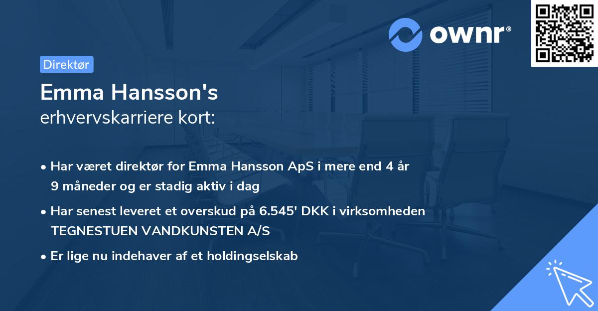 Emma Hansson's erhvervskarriere kort