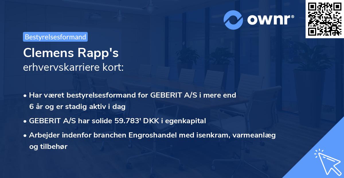 Clemens Rapp's erhvervskarriere kort