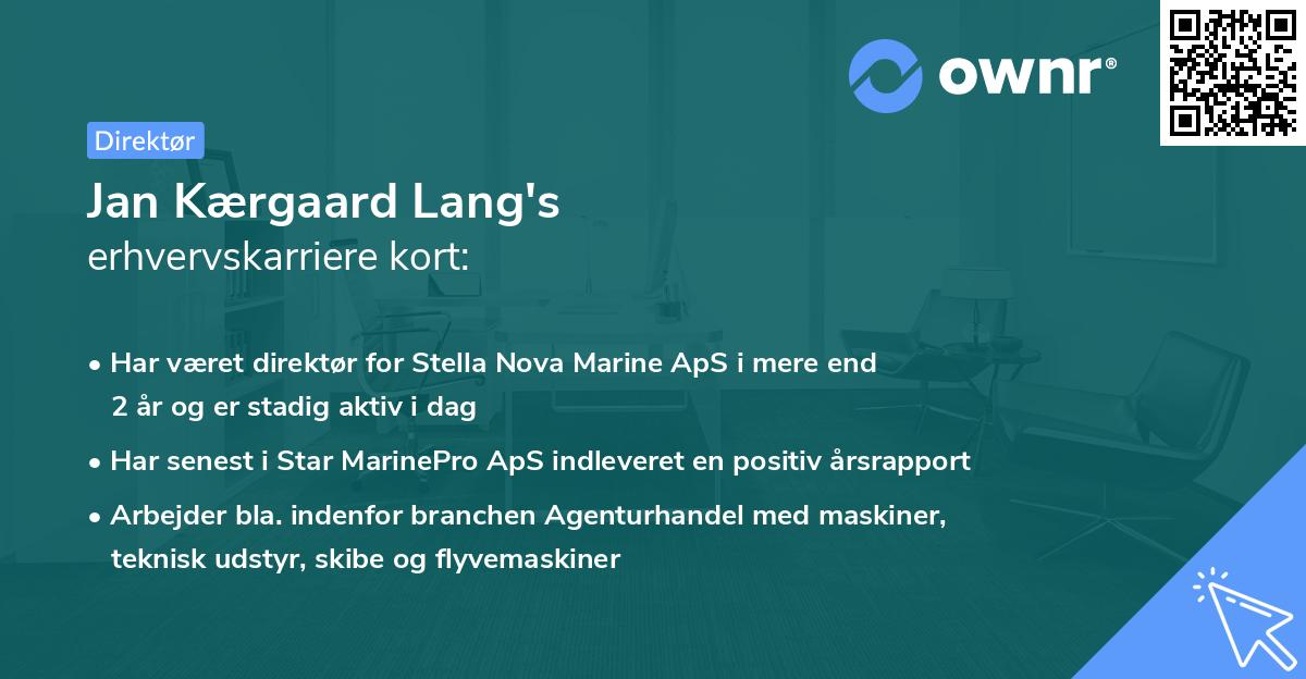 Jan Kærgaard Lang's erhvervskarriere kort