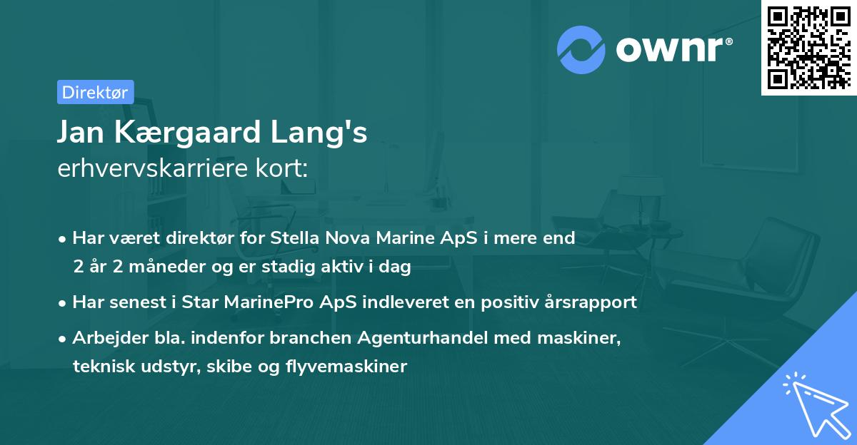Jan Kærgaard Lang's erhvervskarriere kort