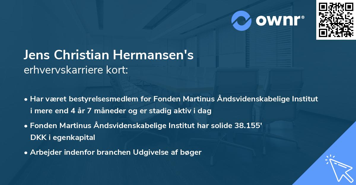 Jens Christian Hermansen's erhvervskarriere kort