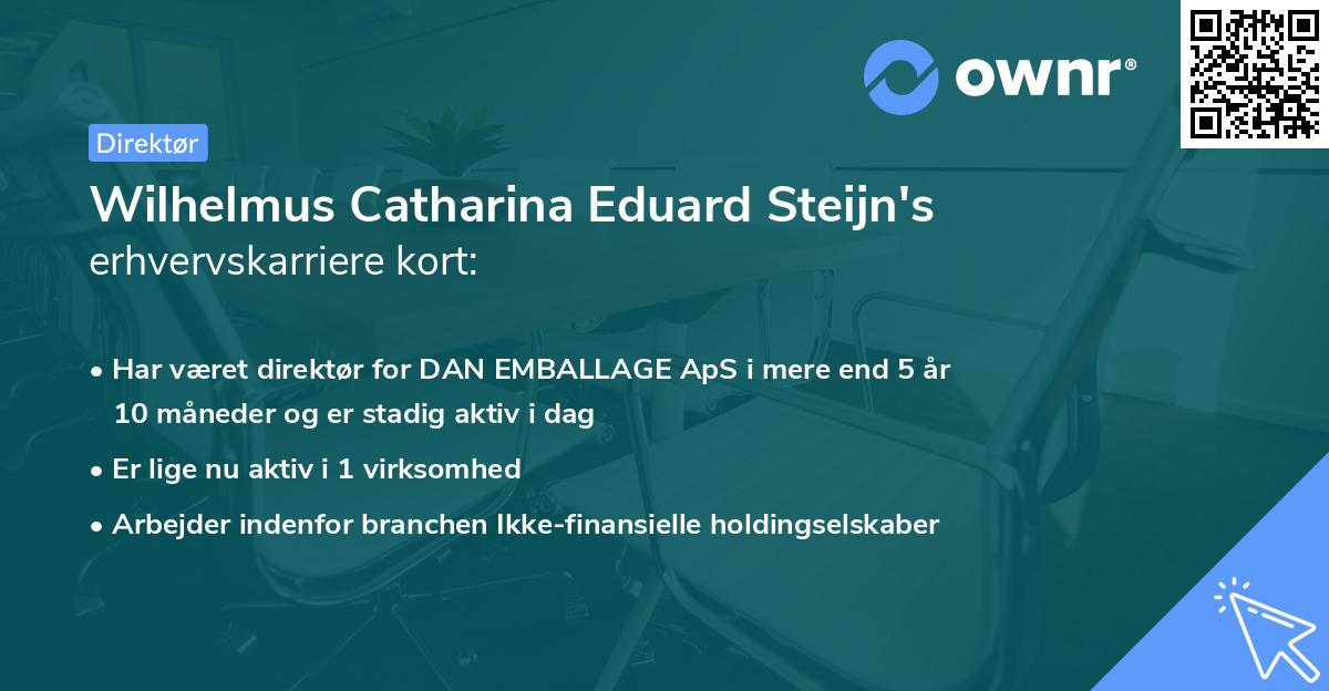 Wilhelmus Catharina Eduard Steijn's erhvervskarriere kort