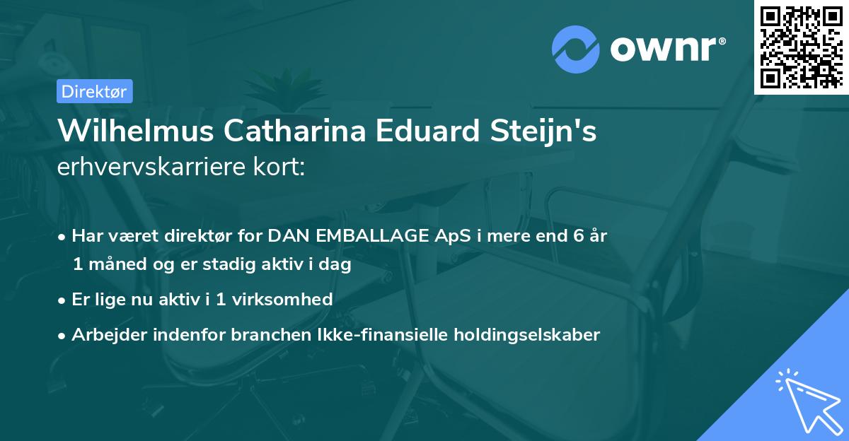 Wilhelmus Catharina Eduard Steijn's erhvervskarriere kort