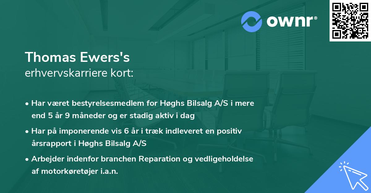 Thomas Ewers's erhvervskarriere kort