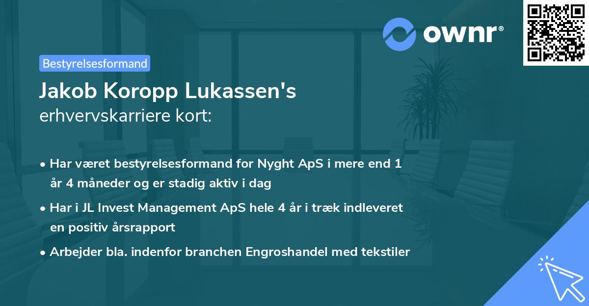 Jakob Koropp Lukassen's erhvervskarriere kort