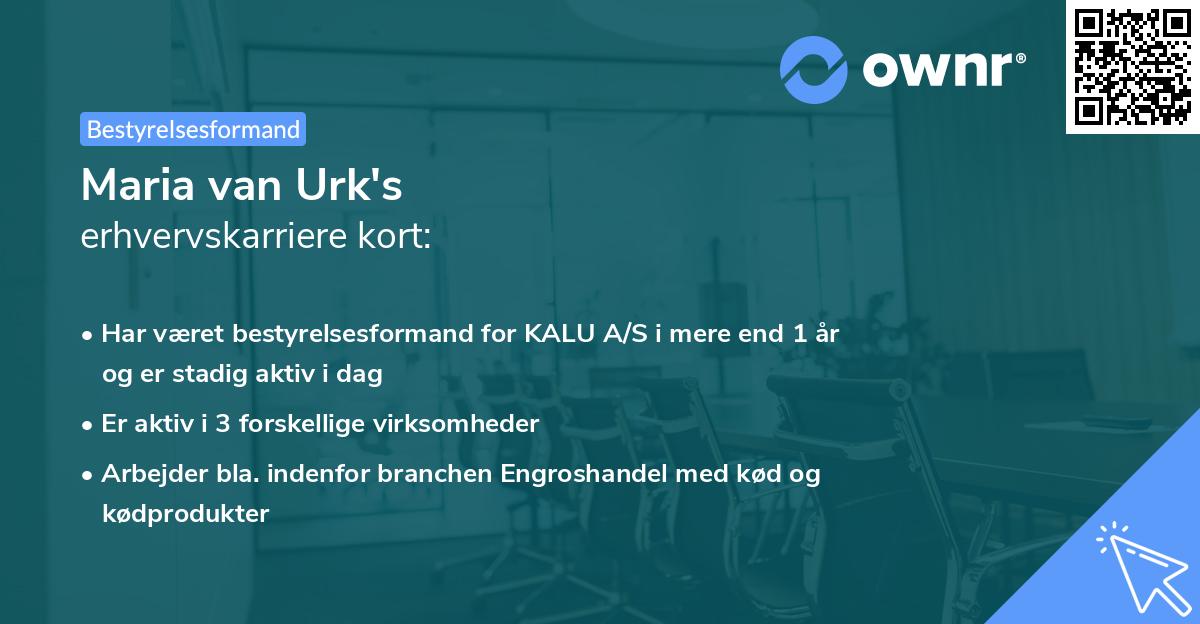 Maria van Urk's erhvervskarriere kort