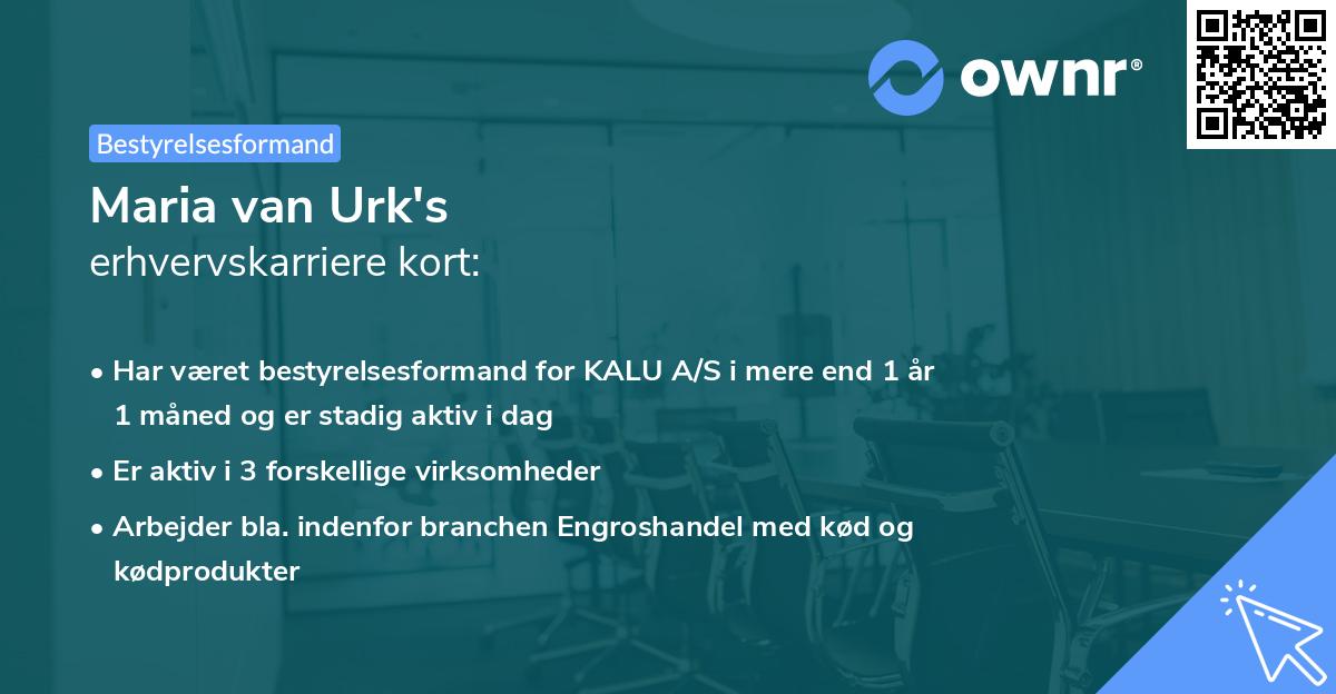 Maria van Urk's erhvervskarriere kort