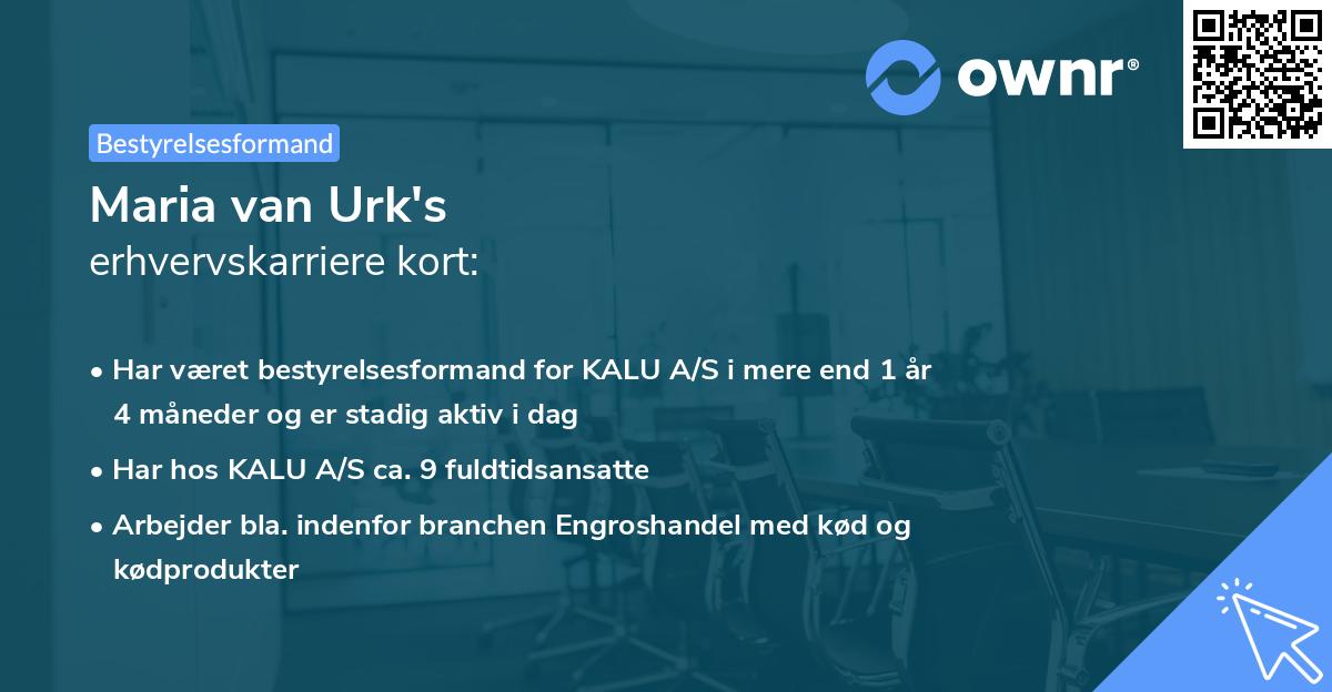 Maria van Urk's erhvervskarriere kort
