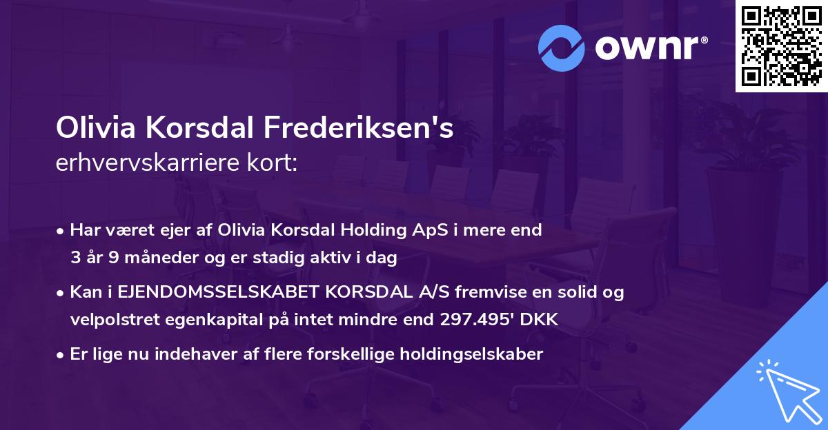 Olivia Korsdal Frederiksen's erhvervskarriere kort
