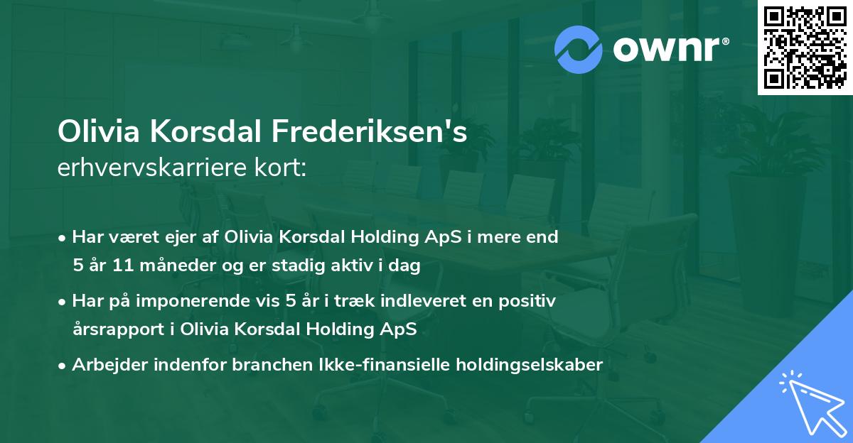 Olivia Korsdal Frederiksen's erhvervskarriere kort