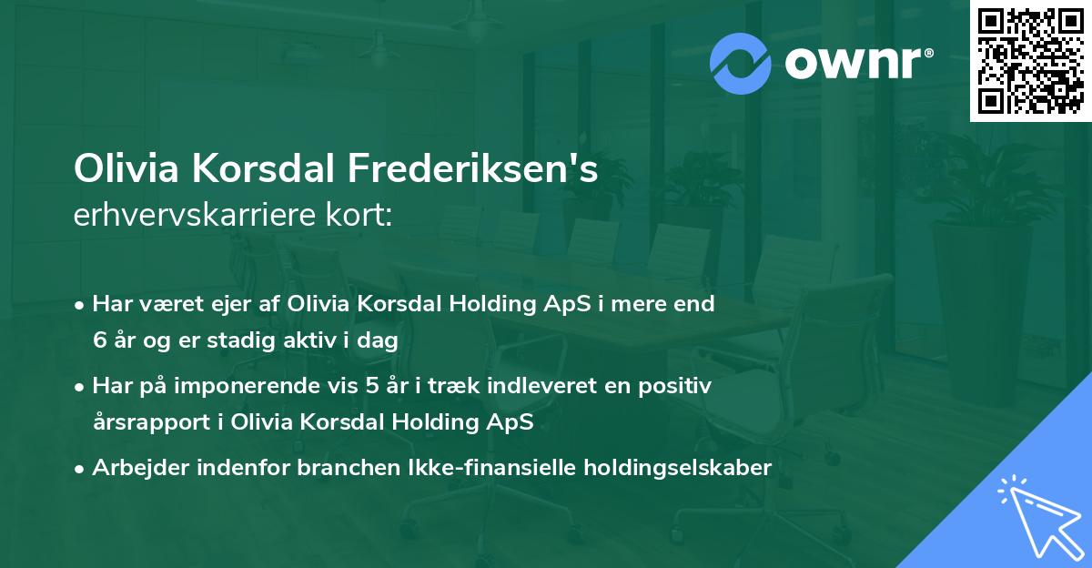 Olivia Korsdal Frederiksen's erhvervskarriere kort