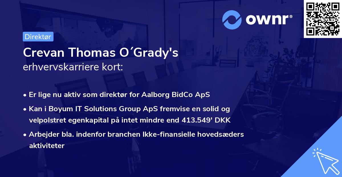 Crevan Thomas O´Grady's erhvervskarriere kort