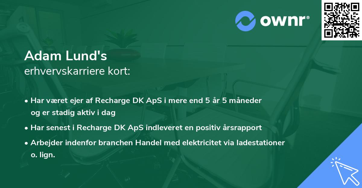 Adam Lund's erhvervskarriere kort