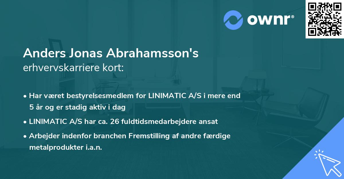 Anders Jonas Abrahamsson's erhvervskarriere kort