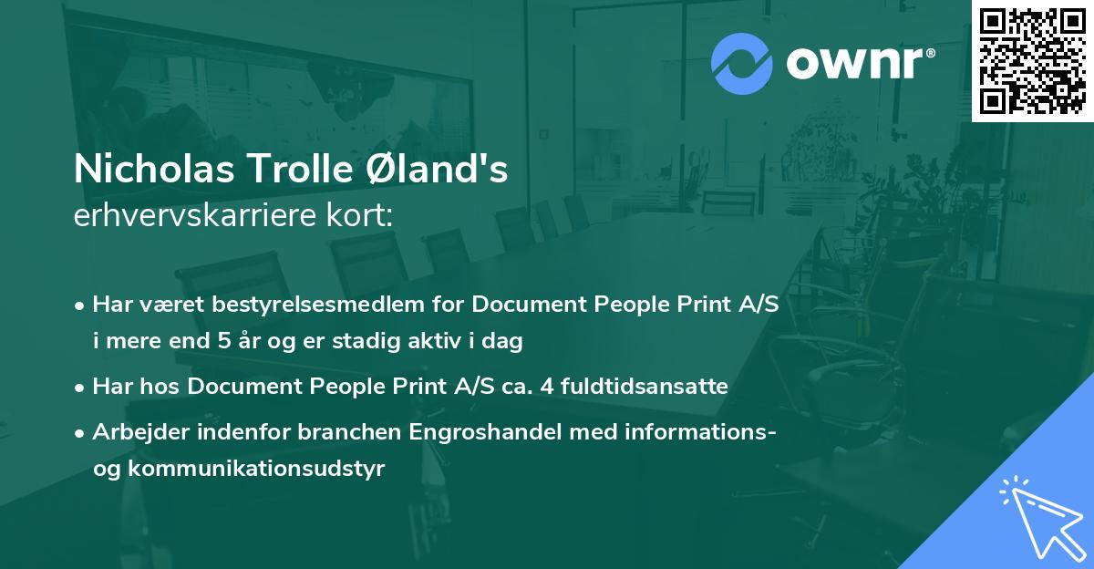 Nicholas Trolle Øland's erhvervskarriere kort