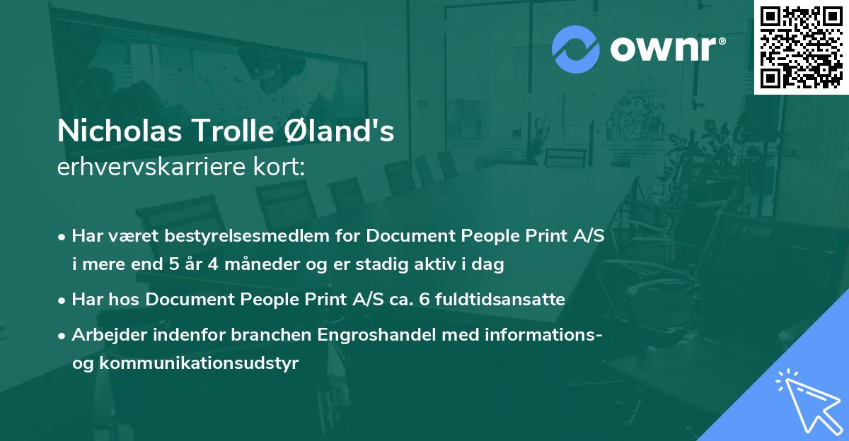 Nicholas Trolle Øland's erhvervskarriere kort