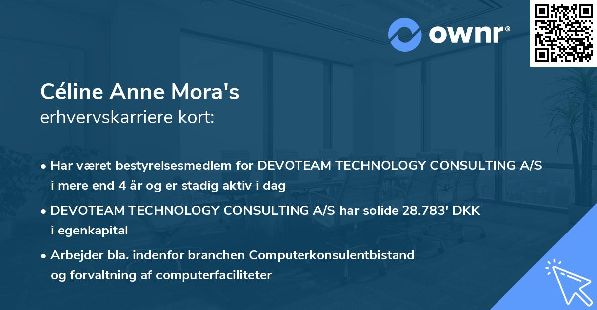 Céline Anne Mora's erhvervskarriere kort