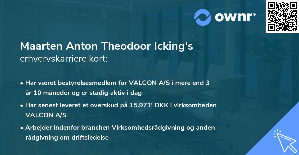 Maarten Anton Theodoor Icking's erhvervskarriere kort