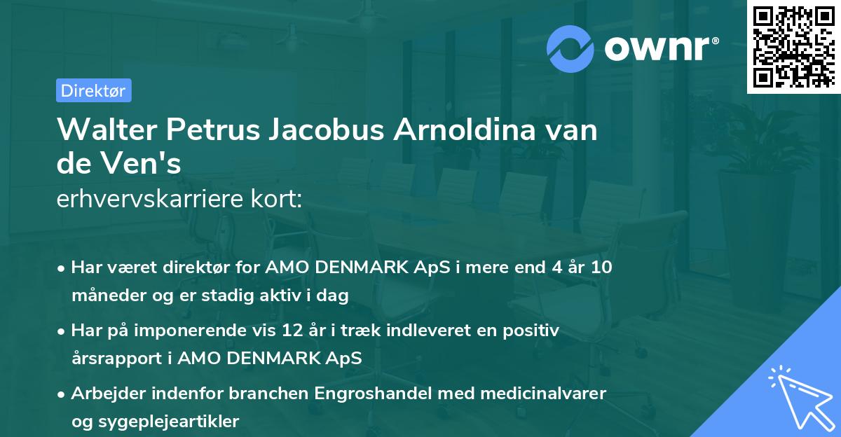 Walter Petrus Jacobus Arnoldina van de Ven's erhvervskarriere kort