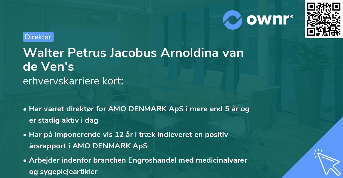 Walter Petrus Jacobus Arnoldina van de Ven's erhvervskarriere kort