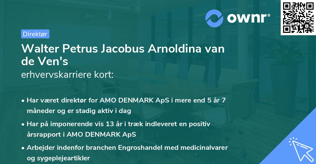 Walter Petrus Jacobus Arnoldina van de Ven's erhvervskarriere kort