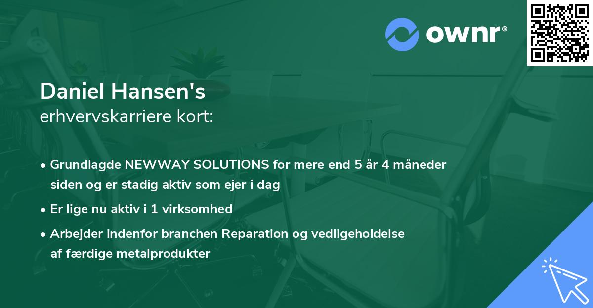 Daniel Hansen's erhvervskarriere kort