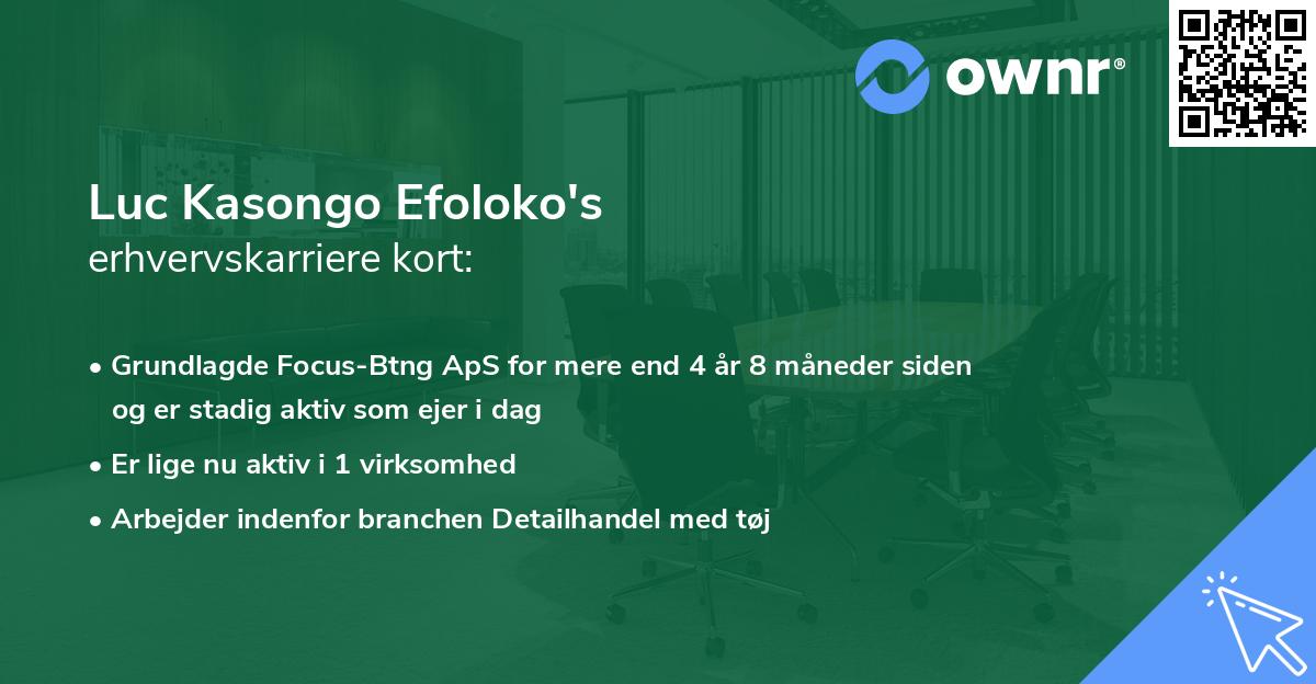 Luc Kasongo Efoloko's erhvervskarriere kort