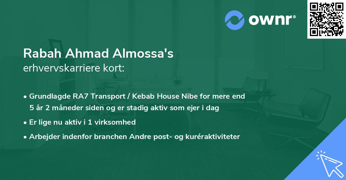 Rabah Ahmad Almossa's erhvervskarriere kort