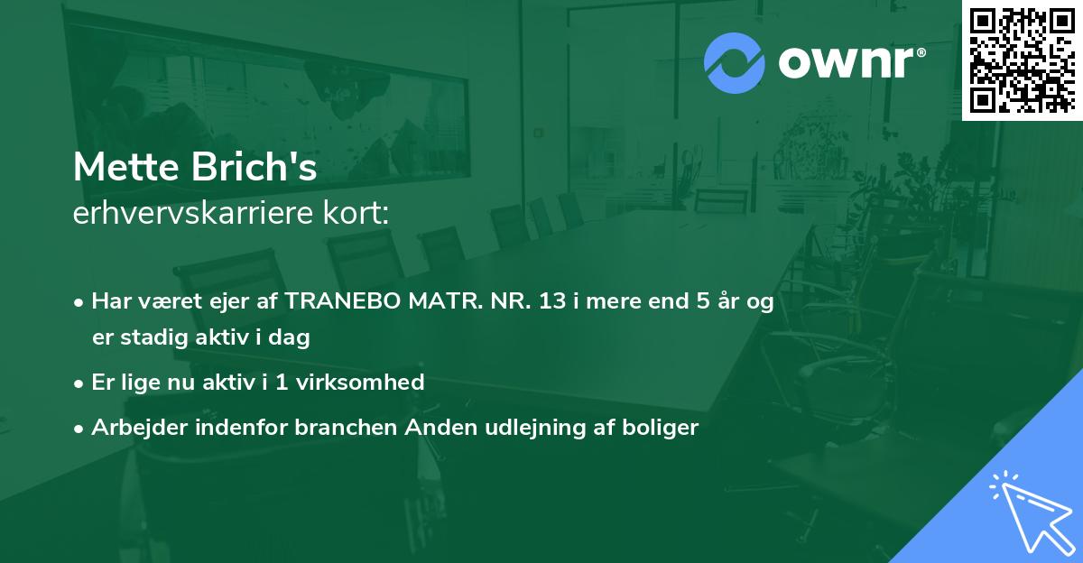 Mette Brich's erhvervskarriere kort