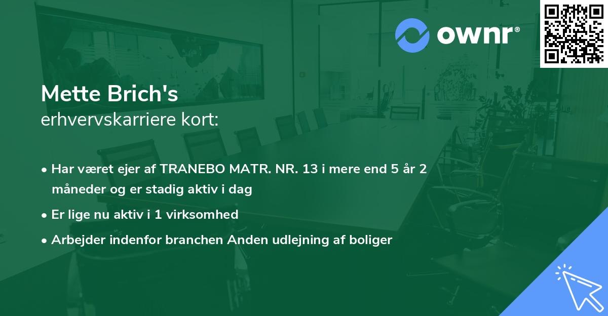 Mette Brich's erhvervskarriere kort