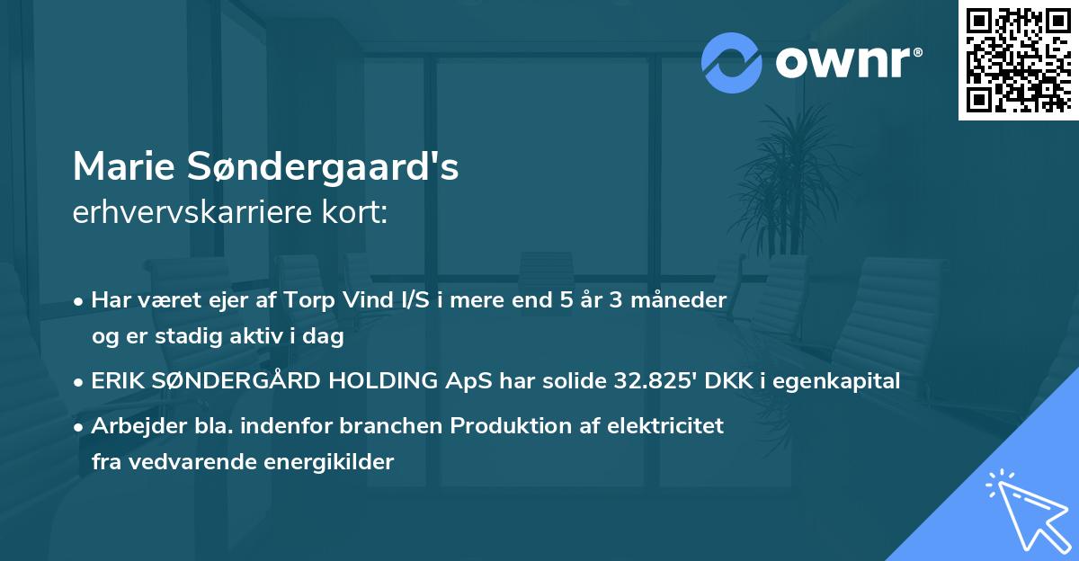 Marie Søndergaard's erhvervskarriere kort