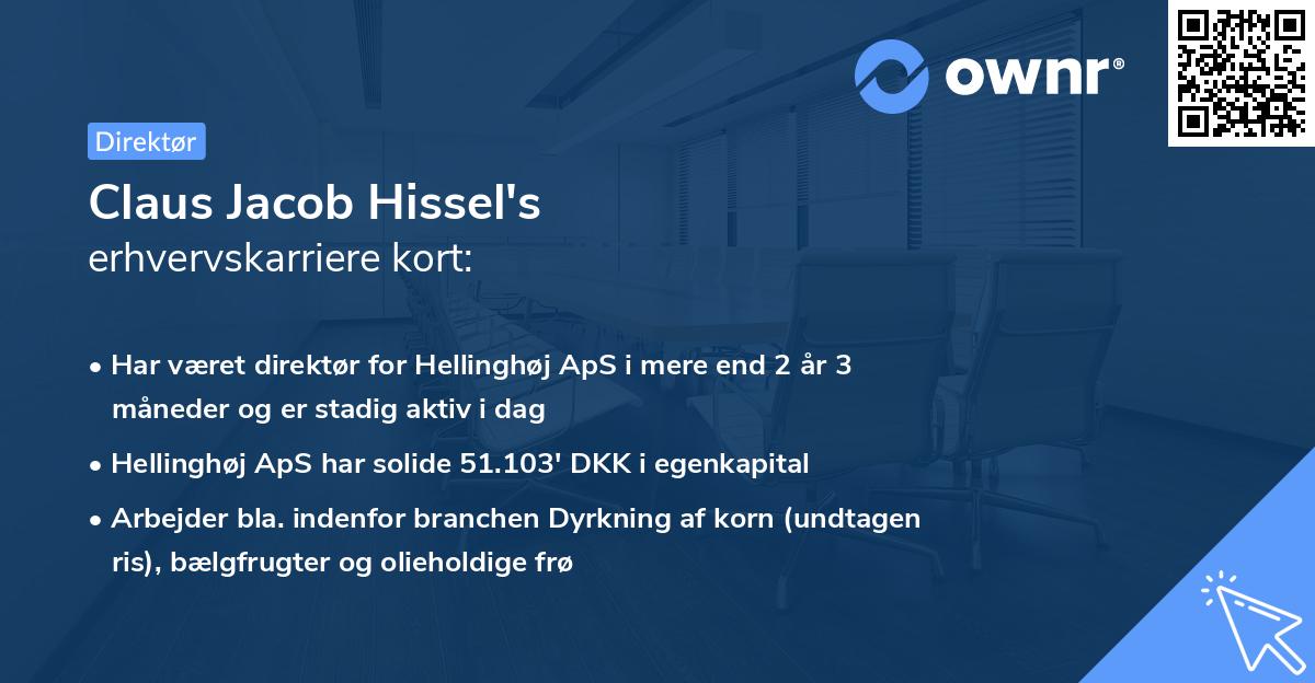 Claus Jacob Hissel's erhvervskarriere kort