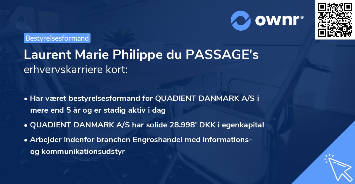 Laurent Marie Philippe du PASSAGE's erhvervskarriere kort