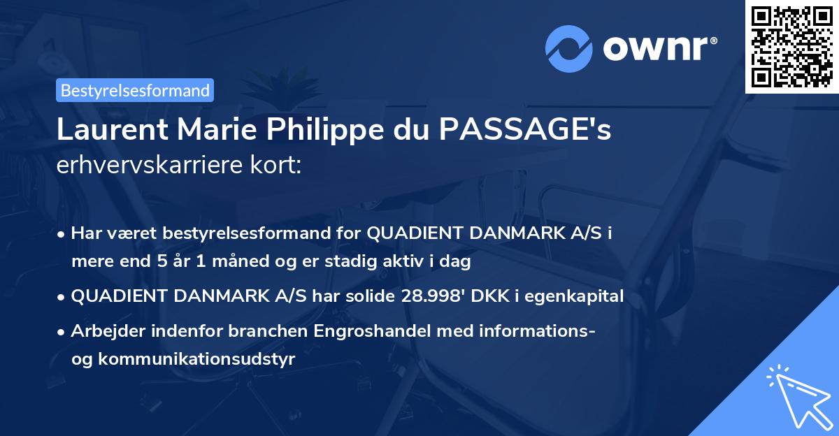 Laurent Marie Philippe du PASSAGE's erhvervskarriere kort