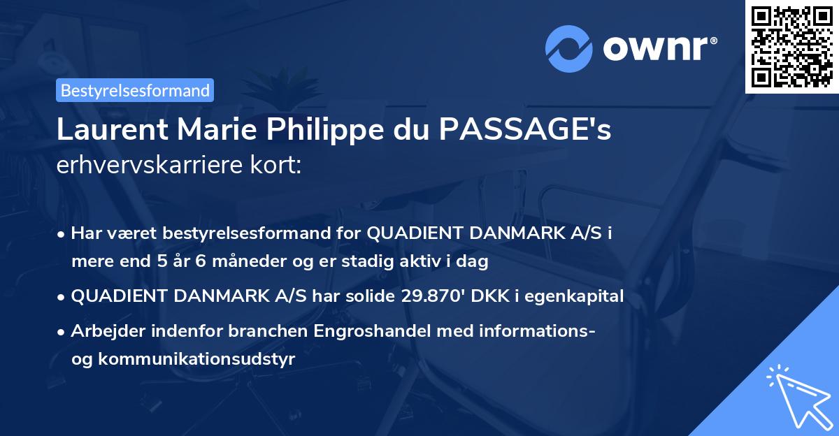 Laurent Marie Philippe du PASSAGE's erhvervskarriere kort