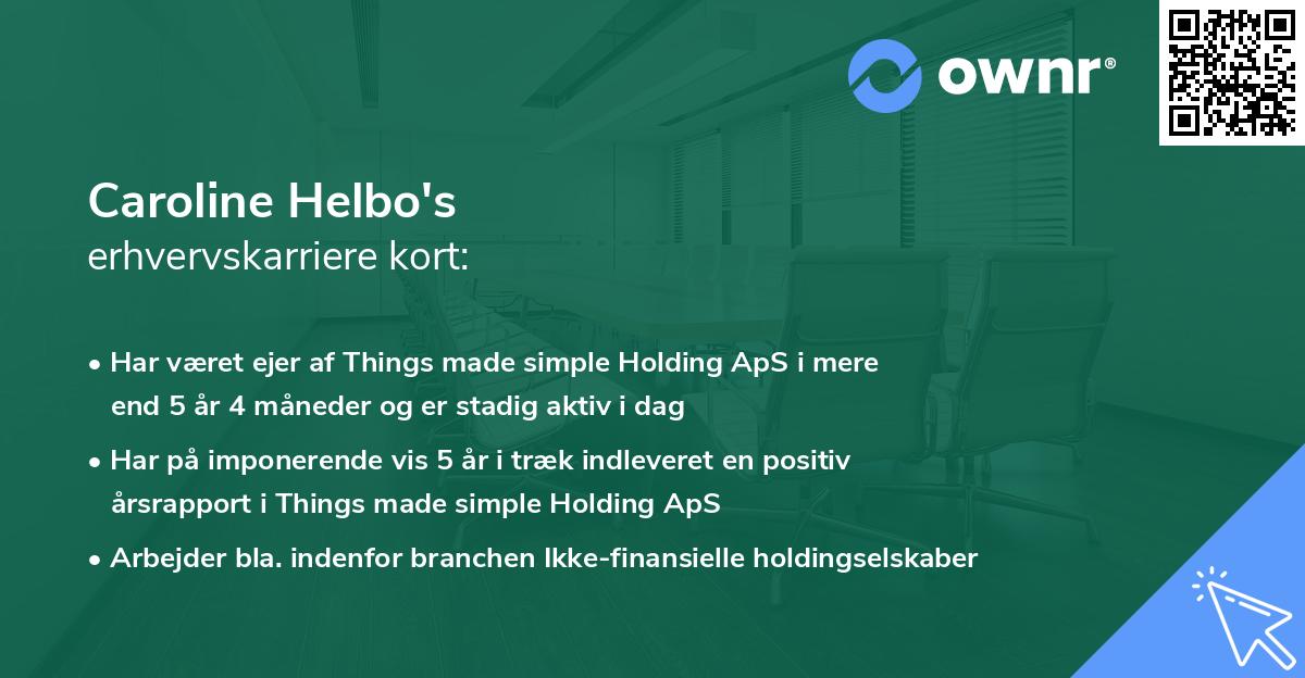 Caroline Helbo's erhvervskarriere kort