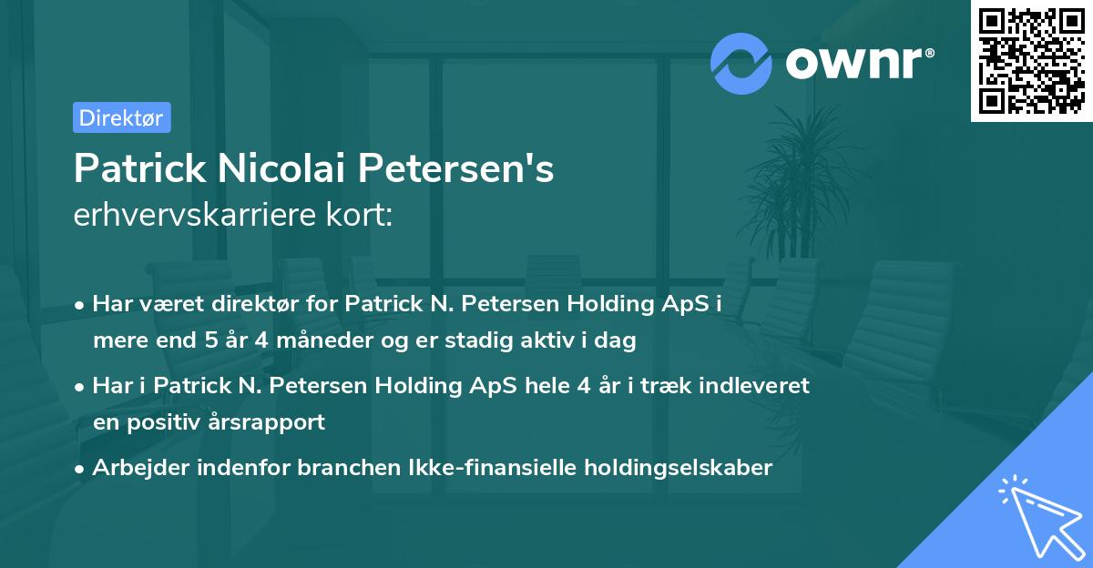 Patrick Nicolai Petersen's erhvervskarriere kort