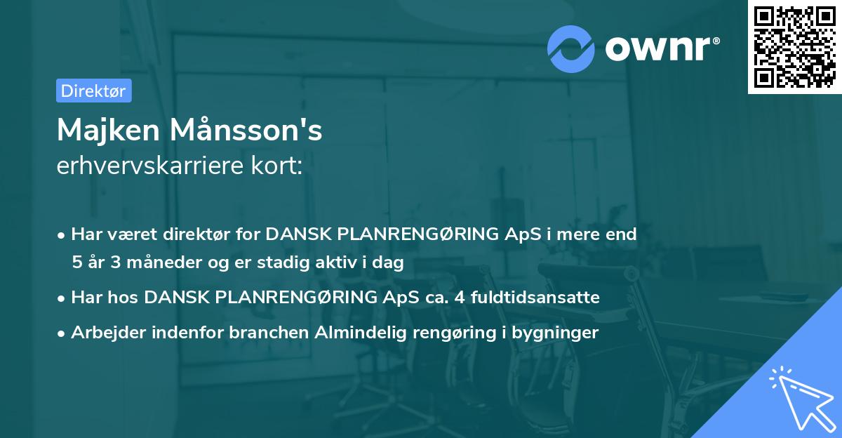 Majken Månsson's erhvervskarriere kort
