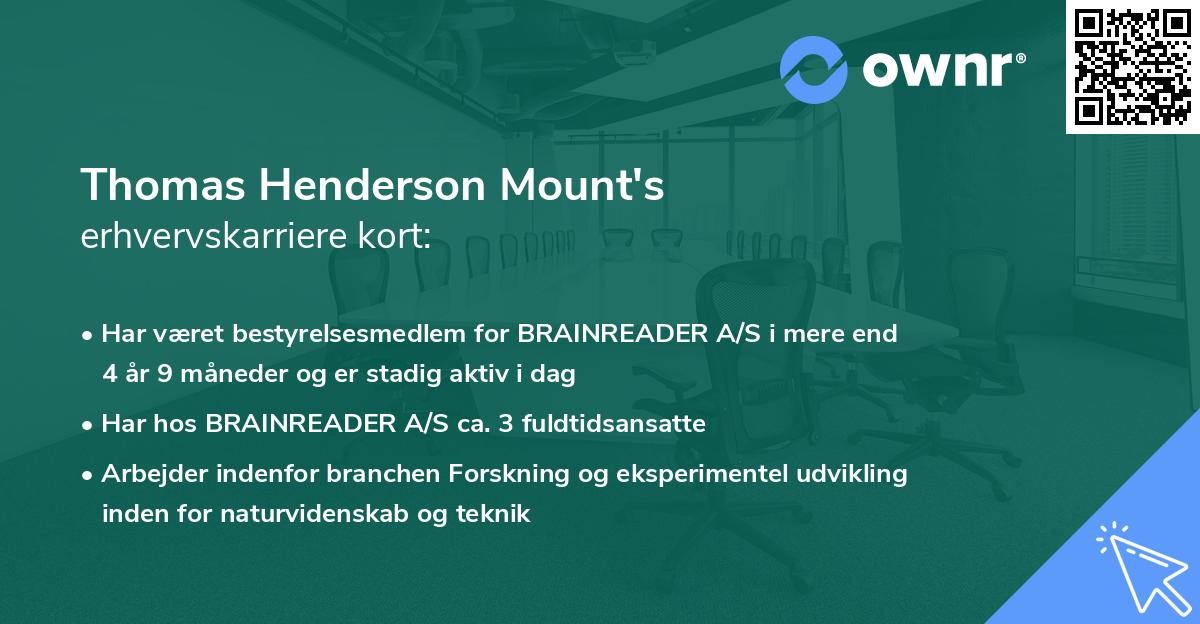 Thomas Henderson Mount's erhvervskarriere kort