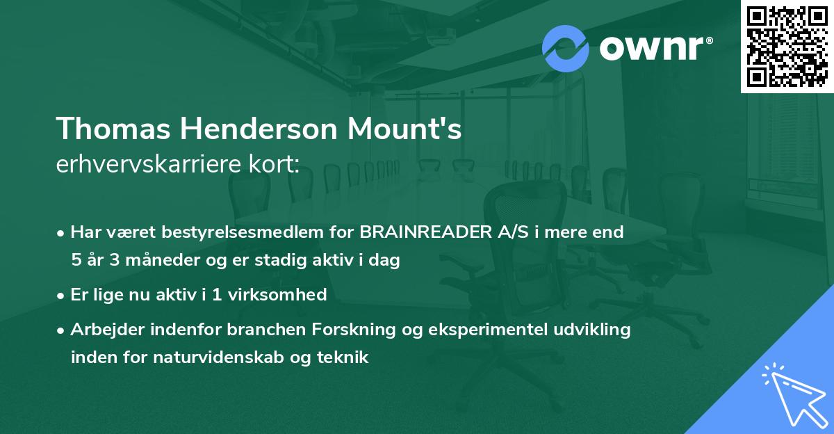 Thomas Henderson Mount's erhvervskarriere kort