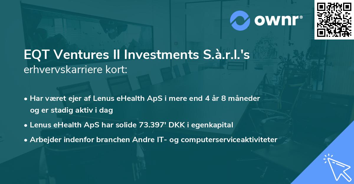 EQT Ventures II Investments S.à.r.l.'s erhvervskarriere kort
