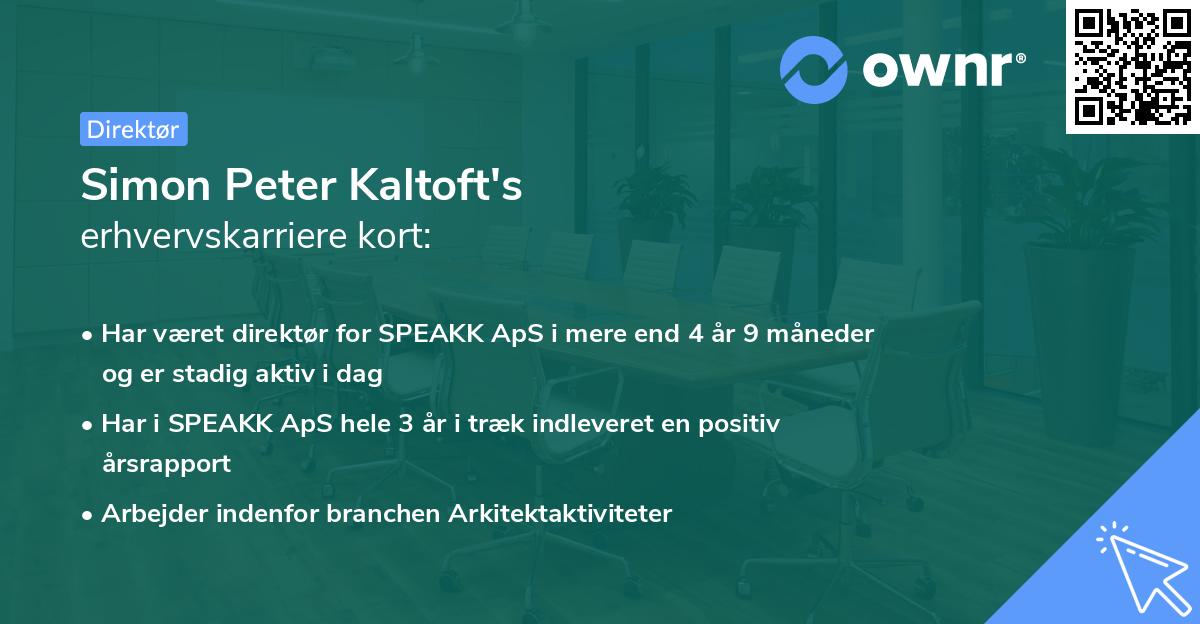 Simon Peter Kaltoft's erhvervskarriere kort