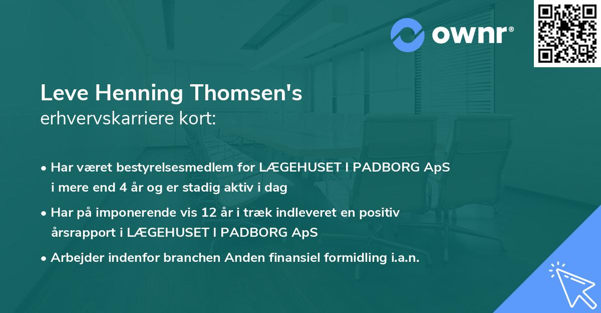 Leve Henning Thomsen's erhvervskarriere kort