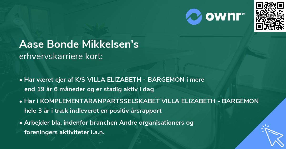 Aase Bonde Mikkelsen's erhvervskarriere kort