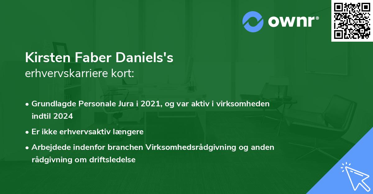 Kirsten Faber Daniels's erhvervskarriere kort