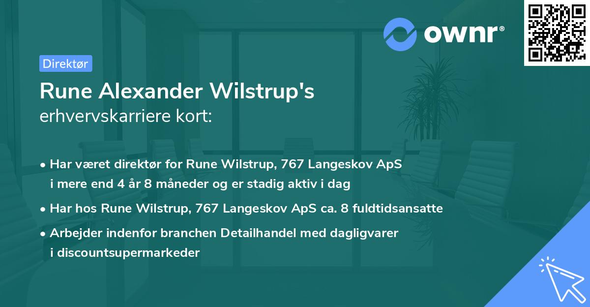 Rune Alexander Wilstrup's erhvervskarriere kort